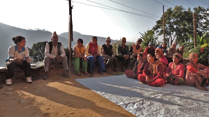 Residents of this village in Dadeldhura District gather to share how interventions by the Rural Village Water Resources Management Project (RVWRMP) have provided safe drinking water year round and a buffer for dry year irrigation shortages. RVWRMP has supplied drinking water to 243,000 rural inhabitants of western Nepal and micro hydropower to another 50,000 over their 10 years in the region. Meeting with them allowed the IWMI team to discuss how the two RVWRMP and Digo Jal Bikas can benefit each other and avoid repeating the other’s work.