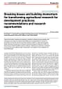 Breaking biases and building momentum for transforming agricultural research for development practices: recommendations and research opportunities (05/14/2025) 