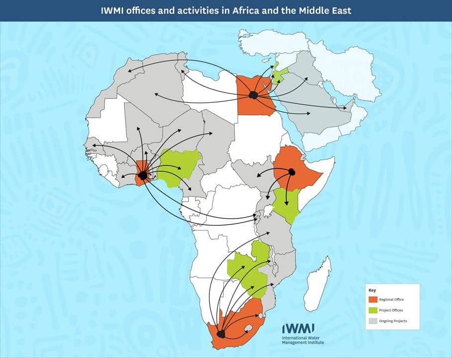 IWMI offices and activities in Africa and the Middle East.