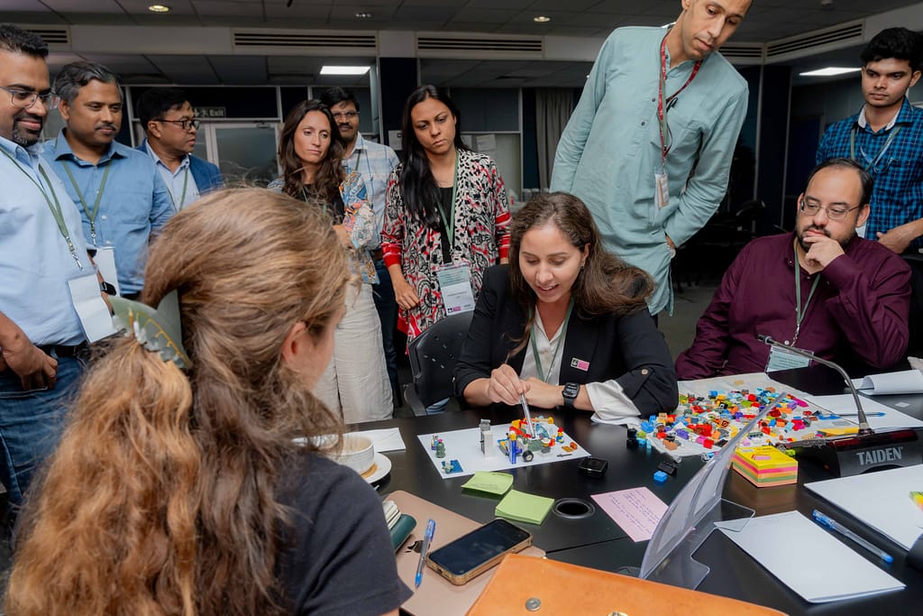 Participants get creative and use LEGOs during an activity. Photo: Gunarathna Thisal/ Mantaray Films