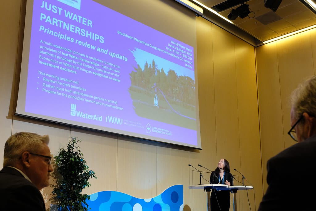 At Stockholm World Water Week, attention turned to how far the Principles for Just Water Partnerships have come — and what remains to be done. Photo: Juliane Reissig/IWMI
