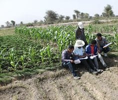 Dr. Gebrehaweria and research team are discussing on data management in Bora district (Photo: Desalegne Tadesse)
