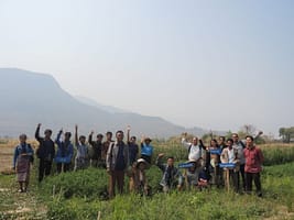 Local soil doctor group visits a legume field experiment at the Agriculture Center on March 25, 2025. Photo: Ammala Chantalath/IWMI