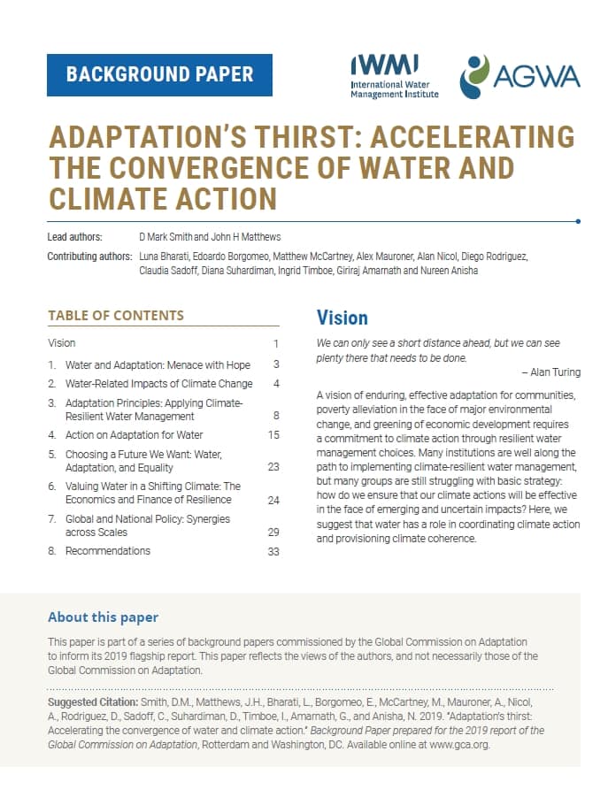 Adaptation’s thirst: Accelerating the convergence of water and climate action Adaptation’s thirst: Accelerating the convergence of water and climate action