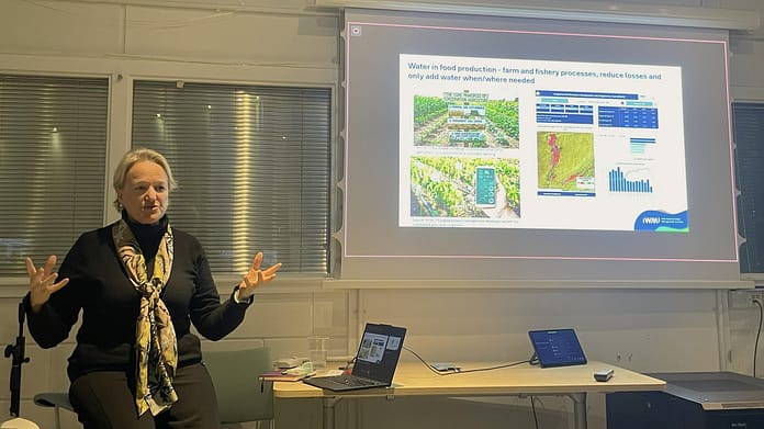 IWMI Deputy Director General Rachael McDonnell speaking at the Cambridge Festival on March 18, 2026. Photo: IWMI