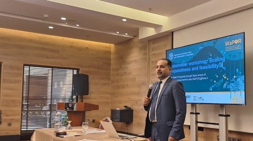 Opening remarks by Hisham Alhisa, Secretary General of Jordan Valley Authority, at the national stakeholder workshop in November 2025. Photo: Maha Al-Zu'bi/ IWMI